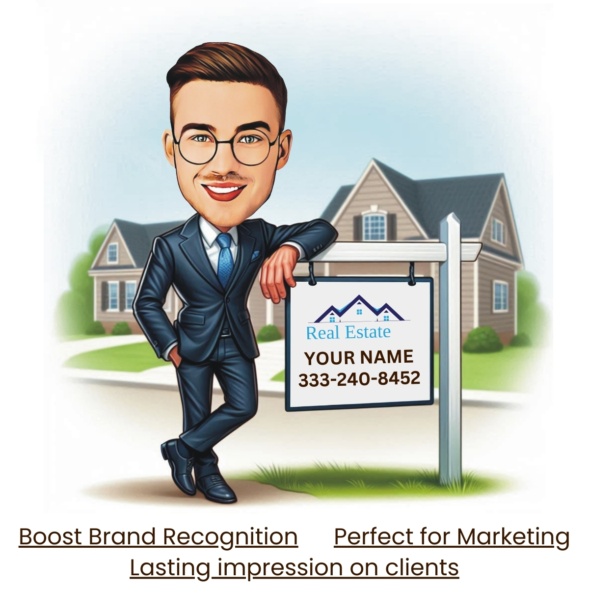 Custom realtor caricatures from photo