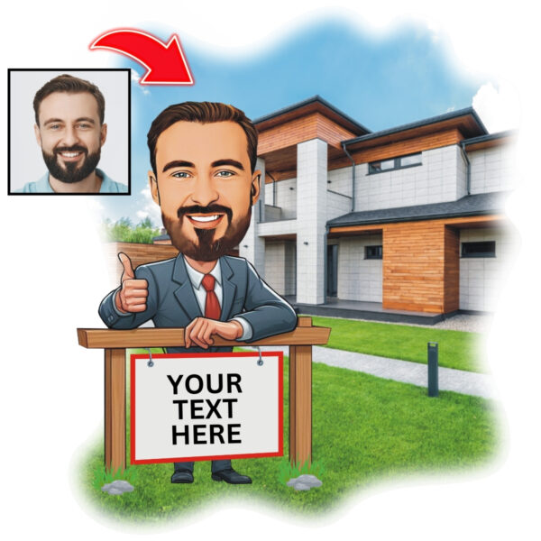 Custom Realtor Caricature Illustration for Social Media & Marketing