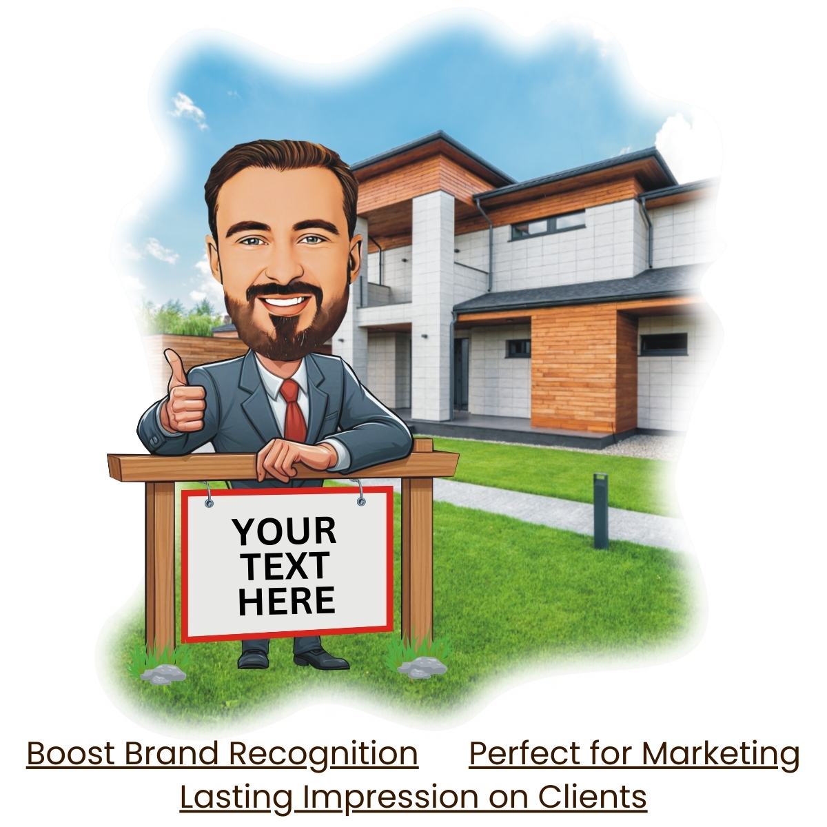 Custom Realtor Caricature Illustration for Social Media & Marketing