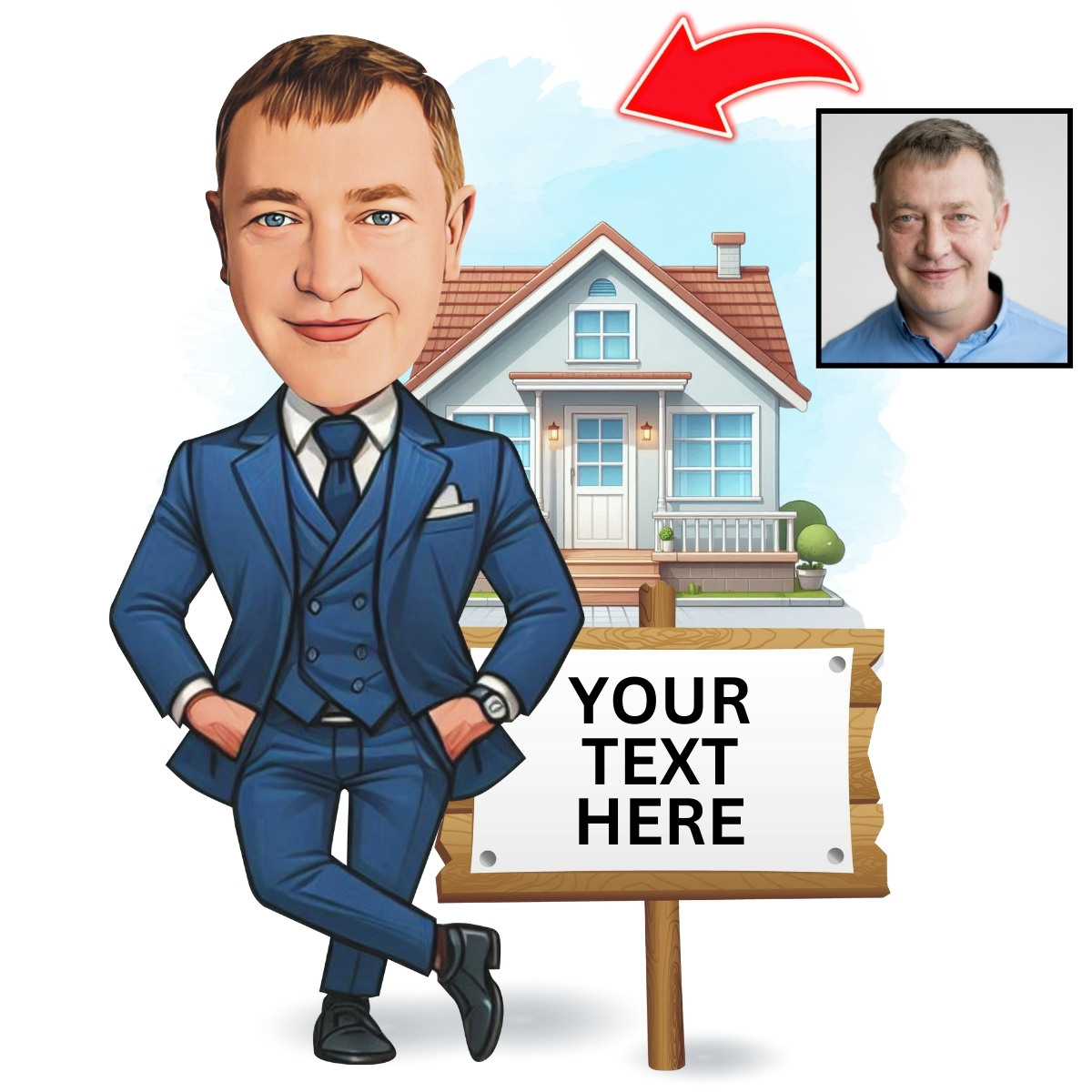 Funny Realtor Caricature from Photo Unique Marketing Style