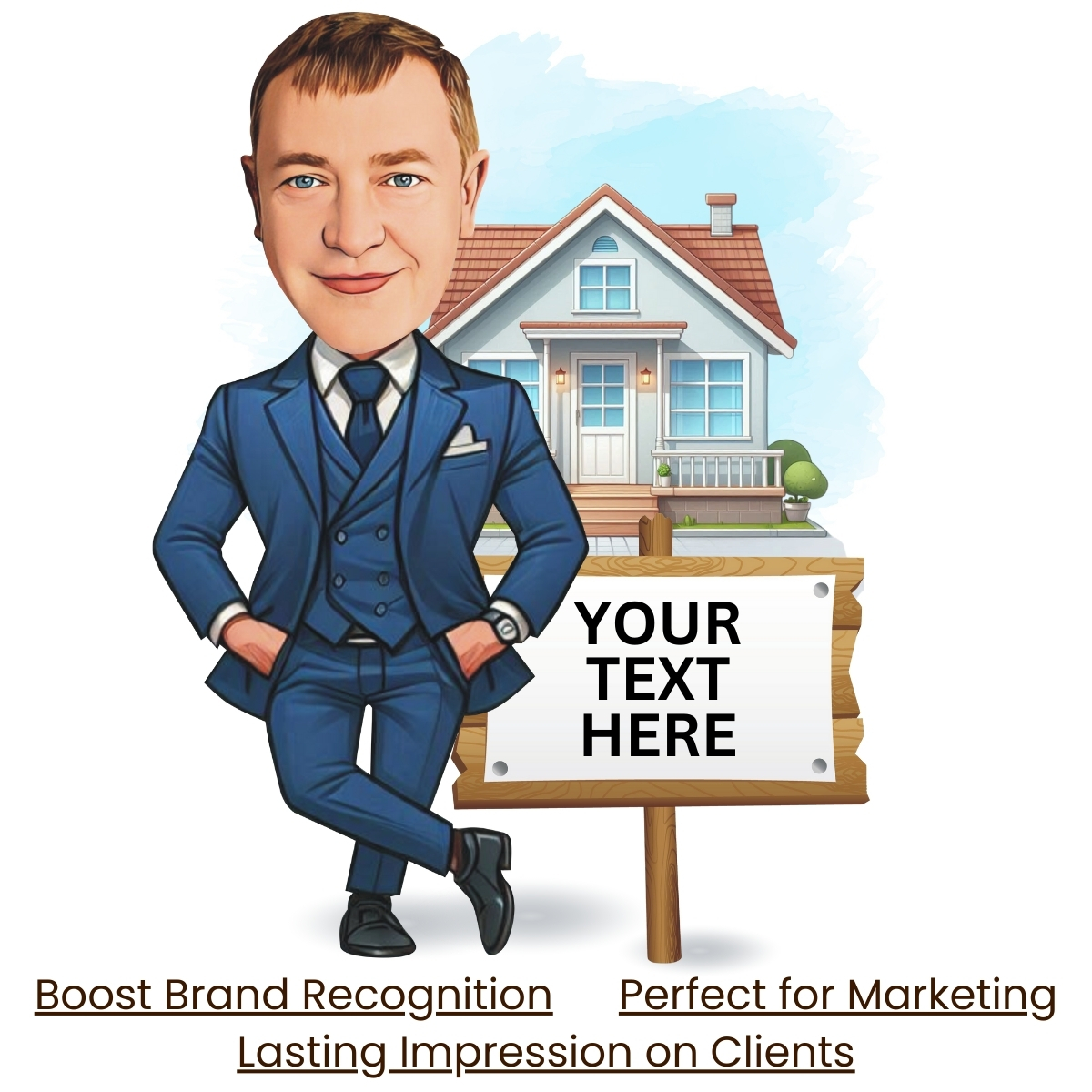 Funny Realtor Caricature from Photo Unique Marketing Style