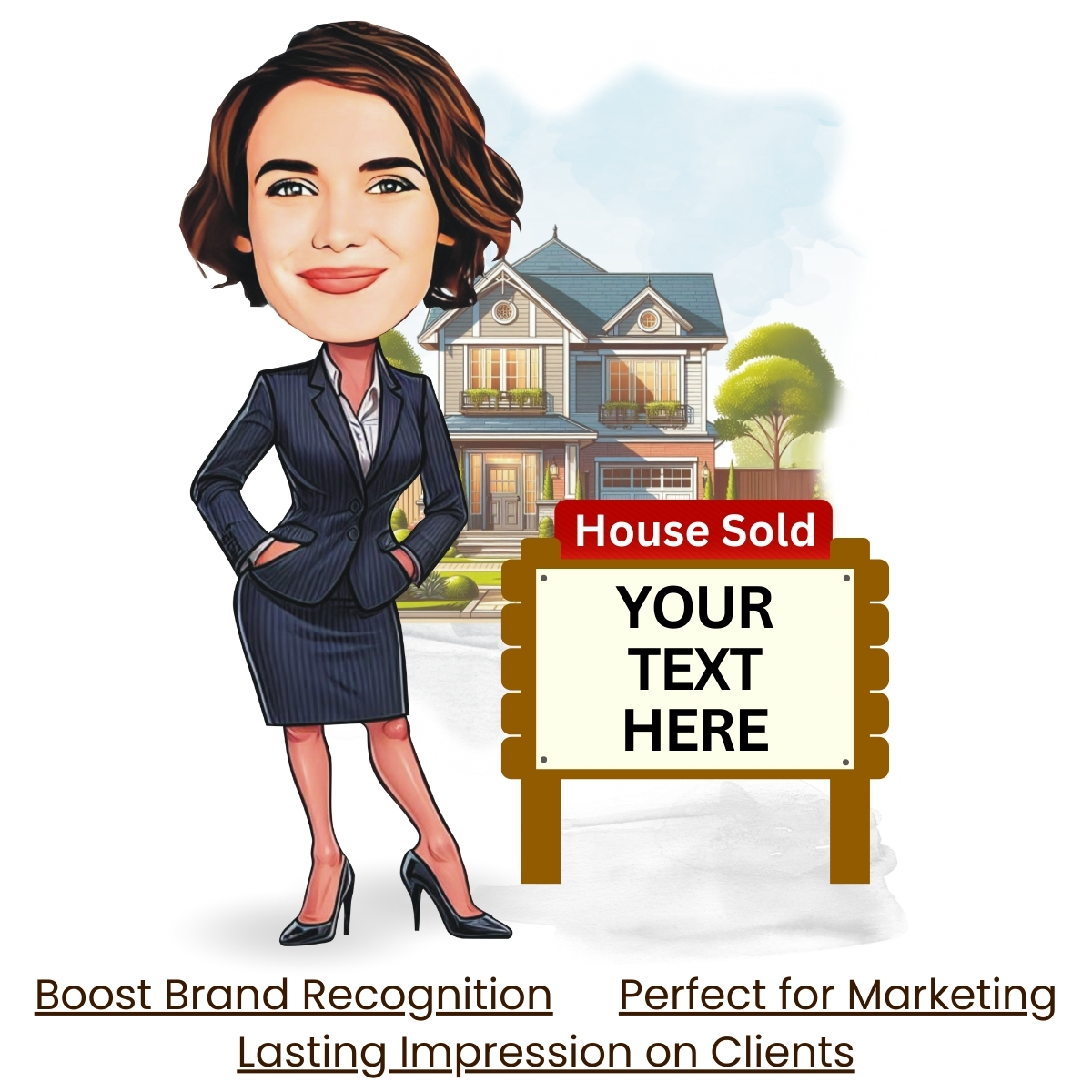 Personalized Cartoon Caricature for Female Real Estate Agents