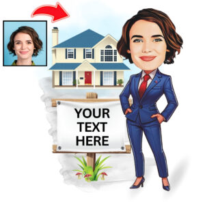 Personalized Real Estate Cartoon Caricature Gift for Female Realtors
