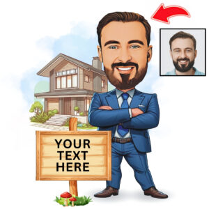 Personalized Realtor Cartoon Illustration Fun Gift for Realtors