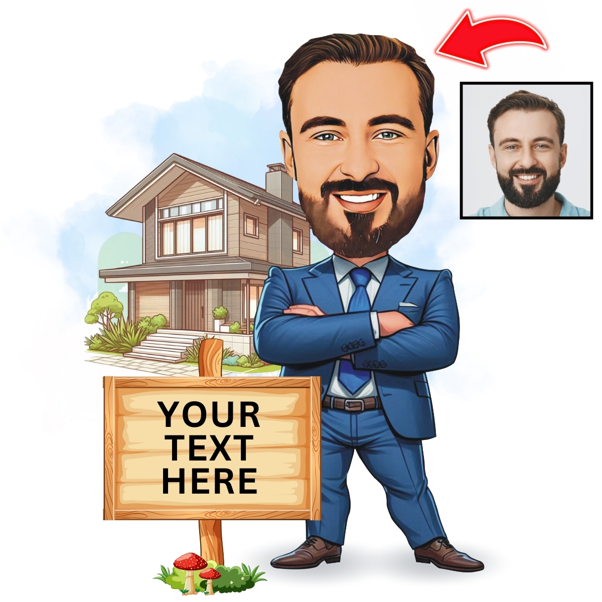 Personalized Realtor Cartoon Illustration Fun Gift for Realtors