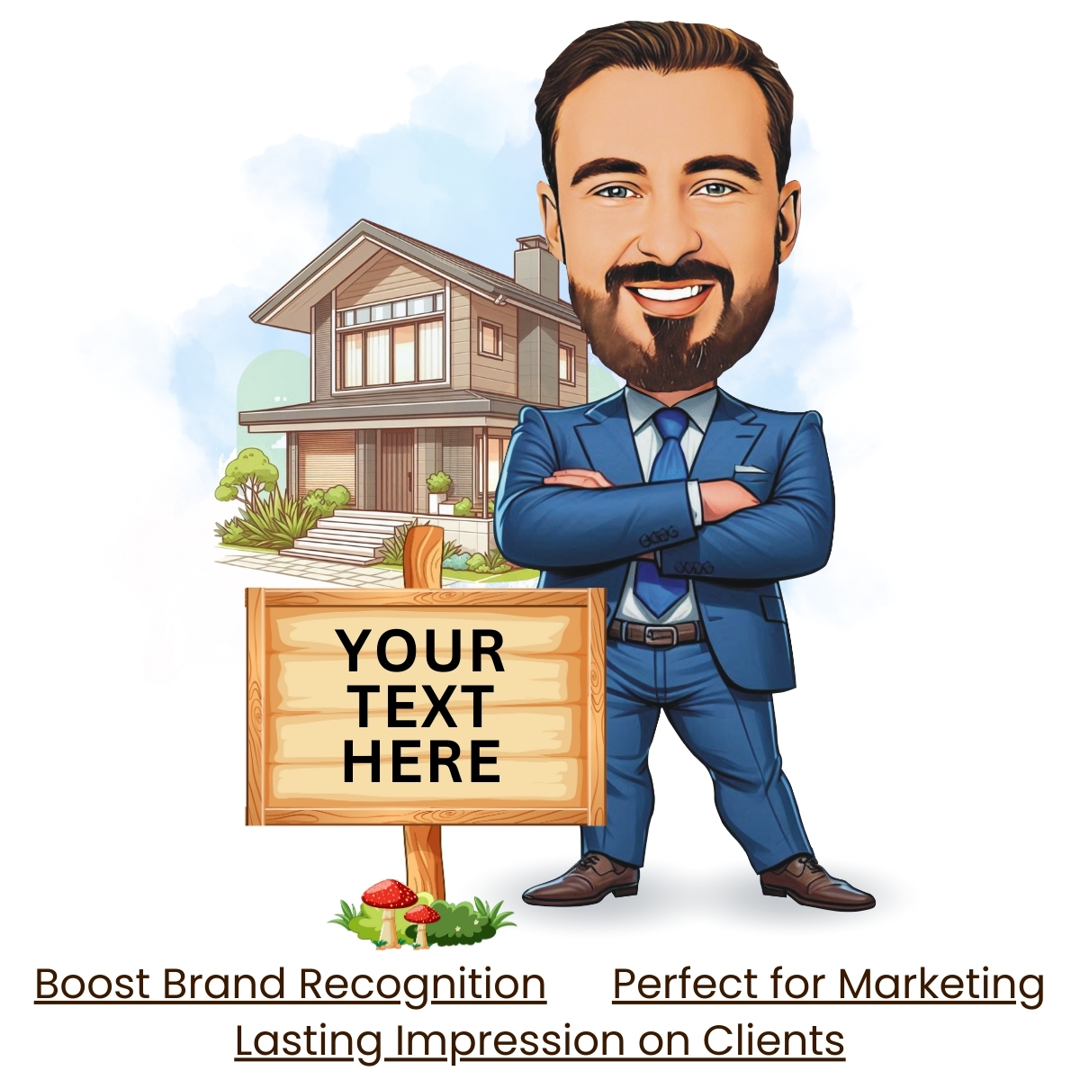 Personalized Realtor Cartoon Illustration Fun Gift for Realtors