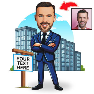 Realtor Cartoon Portrait Custom Caricature for Real Estate Agents