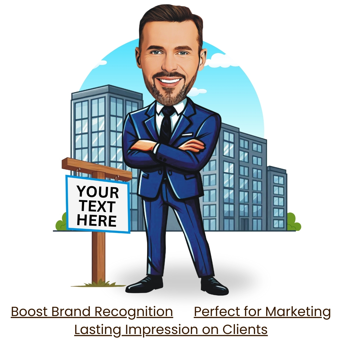 Realtor Cartoon Portrait Custom Caricature for Real Estate Agents