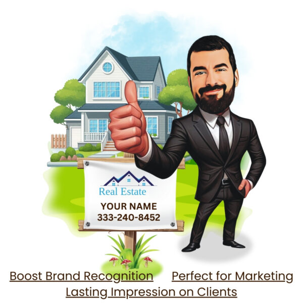 Custom Real Estate Caricature for Realtors & Agents